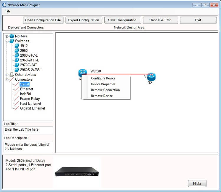 Network Designer - A Screen Shot